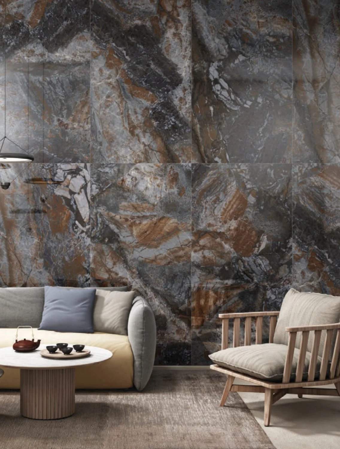 Dark marble living room