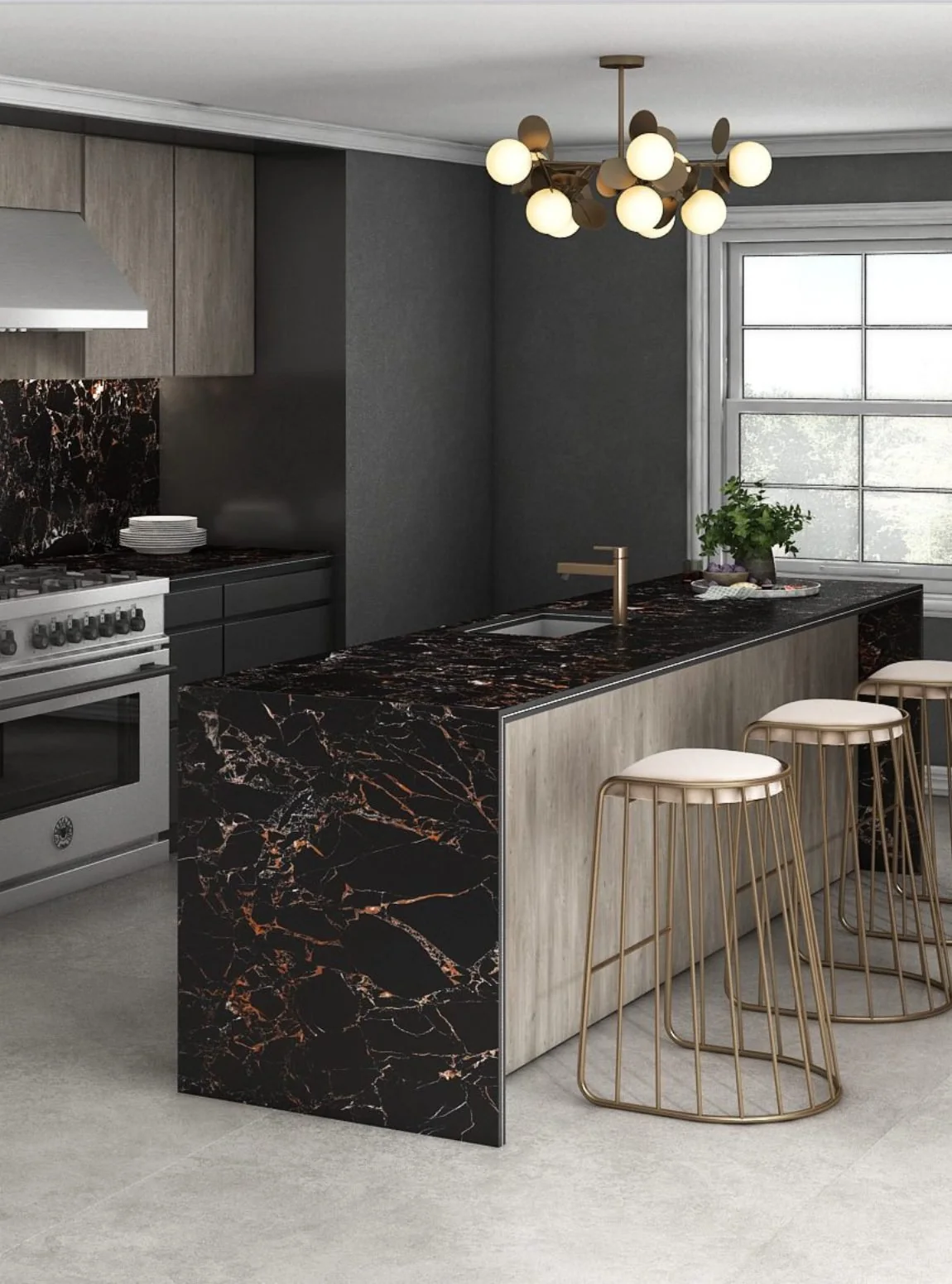Marble island kitchen